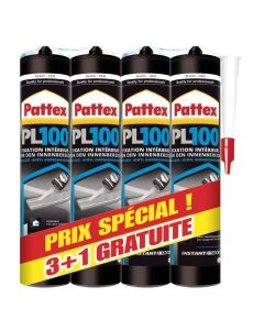 Colle de fixation PL100 blanc 380 g en lot promo 3+1 gratuit